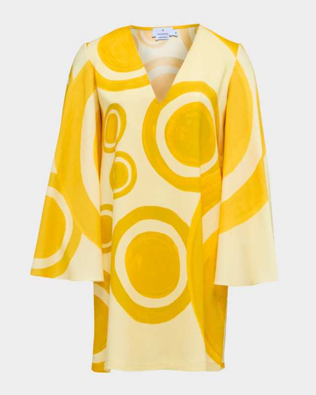 Theros Geometric-Print Silk Mini Dress